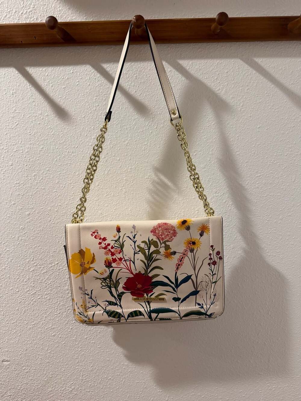 Steve Madden Floral Print Vegan Leather Chain Strap Shoulder Crossbody Bag